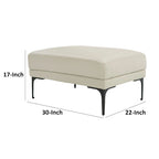 30-Inch Rectangular Light Gray Leather Ottoman with Iron Base
