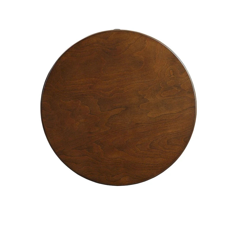18-Inch Walnut Round End Table with Drawer and Bottom Shelf