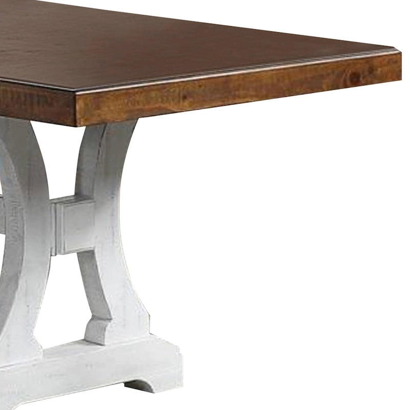 Farmhouse Dining Table with Trestle Base and Extension Leaf