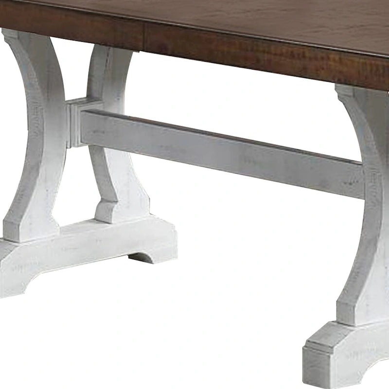 Farmhouse Dining Table with Trestle Base and Extension Leaf
