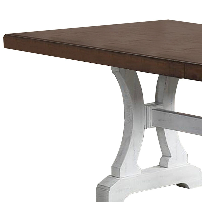 Farmhouse Dining Table with Trestle Base and Extension Leaf