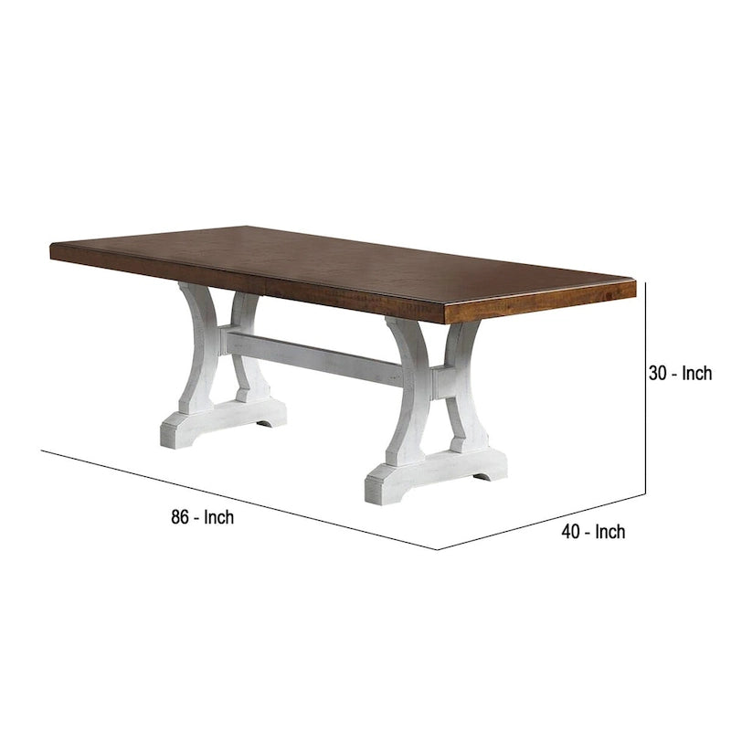 Farmhouse Dining Table with Trestle Base and Extension Leaf