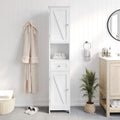 Farmhouse Freestanding Bathroom Linen Tower with Shelves and Drawer