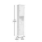 Farmhouse Freestanding Bathroom Linen Tower with Shelves and Drawer