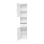 Farmhouse Freestanding Bathroom Linen Tower with Shelves and Drawer