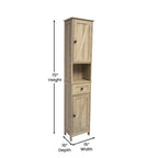 Farmhouse Freestanding Bathroom Linen Tower with Shelves and Drawer