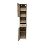 Farmhouse Freestanding Bathroom Linen Tower with Shelves and Drawer
