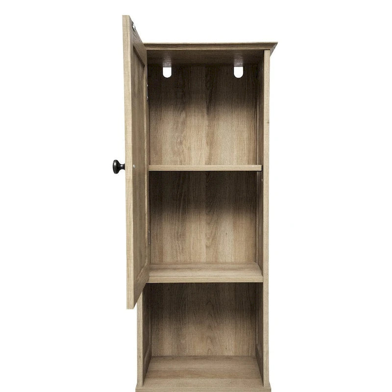 Farmhouse Freestanding Bathroom Linen Tower with Shelves and Drawer