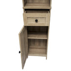 Farmhouse Freestanding Bathroom Linen Tower with Shelves and Drawer