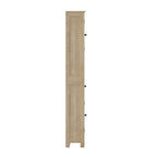 Farmhouse Freestanding Bathroom Linen Tower with Shelves and Drawer