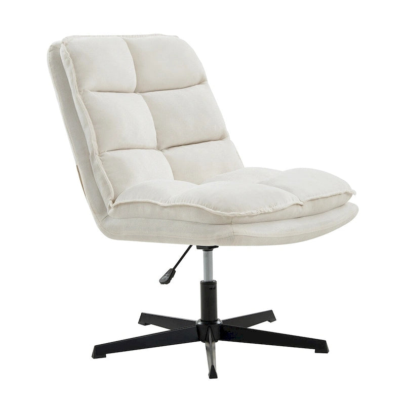 Armless Tufted Swivel Office Chair with Adjustable Height
