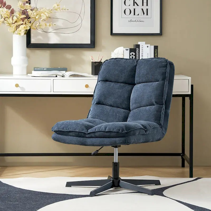 Armless Tufted Swivel Office Chair with Adjustable Height
