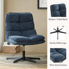 Armless Tufted Swivel Office Chair with Adjustable Height