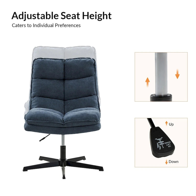Armless Tufted Swivel Office Chair with Adjustable Height