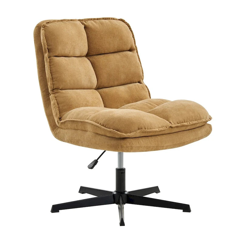 Armless Tufted Swivel Office Chair with Adjustable Height