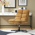 Armless Tufted Swivel Office Chair with Adjustable Height