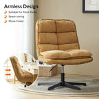 Armless Tufted Swivel Office Chair with Adjustable Height