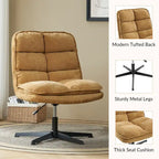 Armless Tufted Swivel Office Chair with Adjustable Height