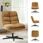 Armless Tufted Swivel Office Chair with Adjustable Height