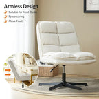 Armless Tufted Swivel Office Chair with Adjustable Height
