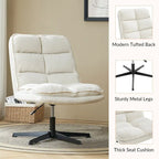Armless Tufted Swivel Office Chair with Adjustable Height