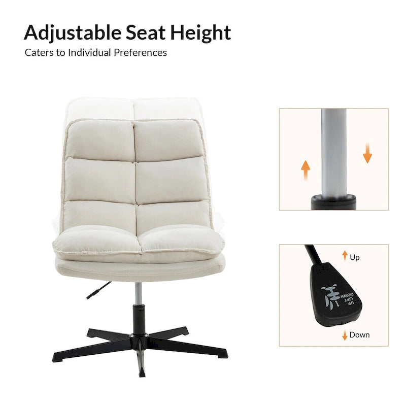 Armless Tufted Swivel Office Chair with Adjustable Height