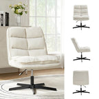 Armless Tufted Swivel Office Chair with Adjustable Height