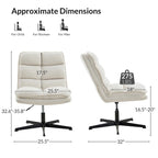 Armless Tufted Swivel Office Chair with Adjustable Height