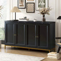 Four-Door Modern Sideboard with Faux Marble Top and Adjustable Shelves