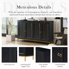 Four-Door Modern Sideboard with Faux Marble Top and Adjustable Shelves
