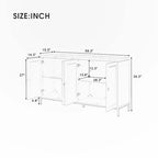 Four-Door Modern Sideboard with Faux Marble Top and Adjustable Shelves