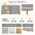 Four-Door Modern Sideboard with Faux Marble Top and Adjustable Shelves