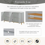 Four-Door Modern Sideboard with Faux Marble Top and Adjustable Shelves