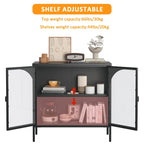 Modern Metal Sideboard Cabinet with Tempered Glass Doors and Shelf