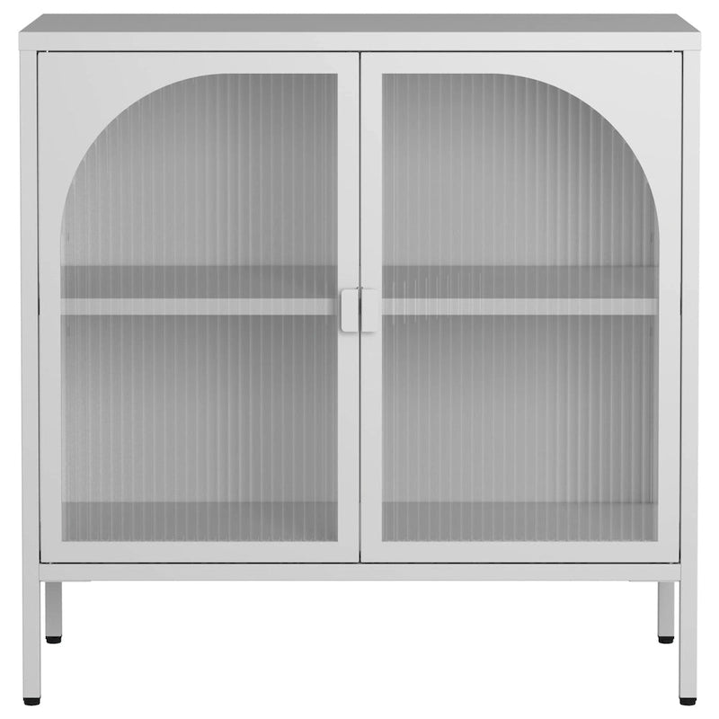 Modern Metal Sideboard Cabinet with Tempered Glass Doors and Shelf