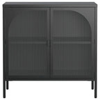 Modern Metal Sideboard Cabinet with Tempered Glass Doors and Shelf