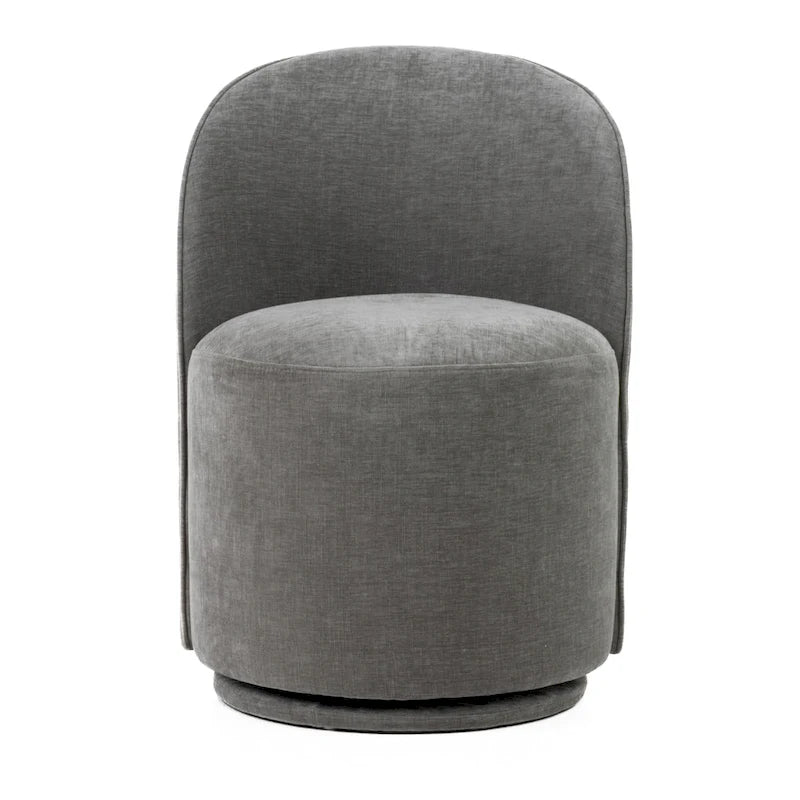 Modern Dove Grey Fabric Swivel Dining Chair with Poplar Wood Frame