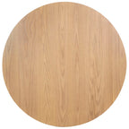 48-Inch Round Wood Dining Table with Natural Finish Seats Six