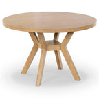 48-Inch Round Wood Dining Table with Natural Finish Seats Six