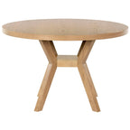 48-Inch Round Wood Dining Table with Natural Finish Seats Six