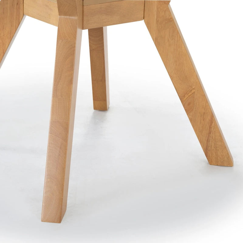 48-Inch Round Wood Dining Table with Natural Finish Seats Six